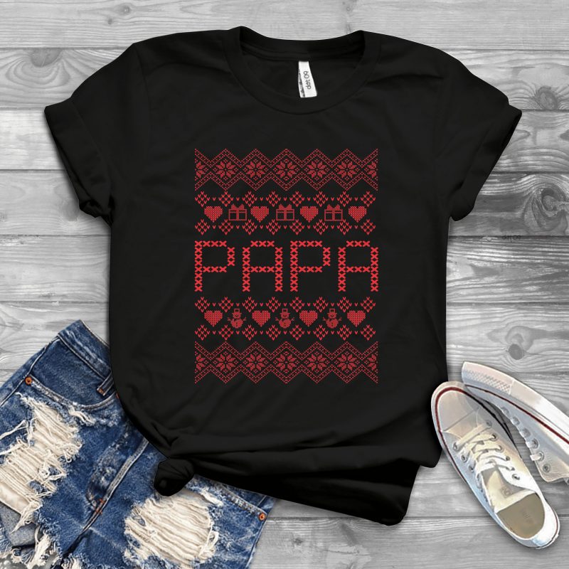 Papa Ugly Sweater t shirt designs for printify