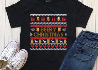 Beery Christmas Png Psd t-shirt design template