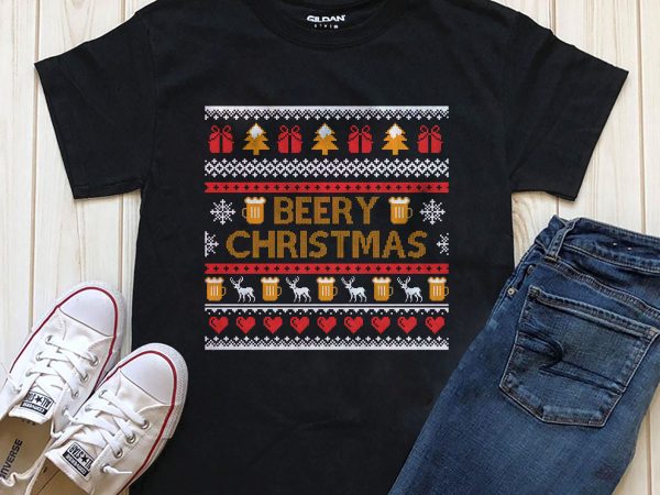 Beery christmas png psd t-shirt design template