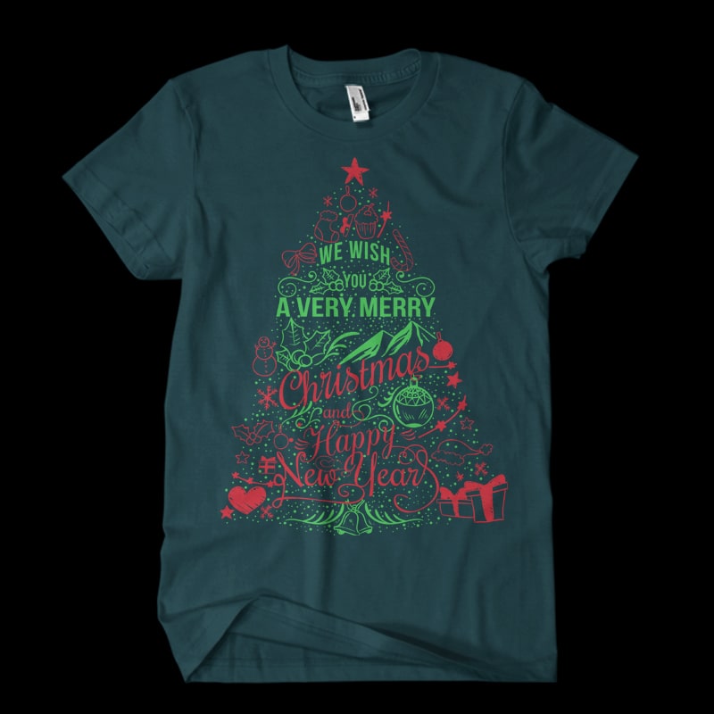 Christmas tree love tshirt design for sale
