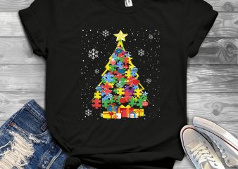 Autism Christmas Tree t-shirt design for sale