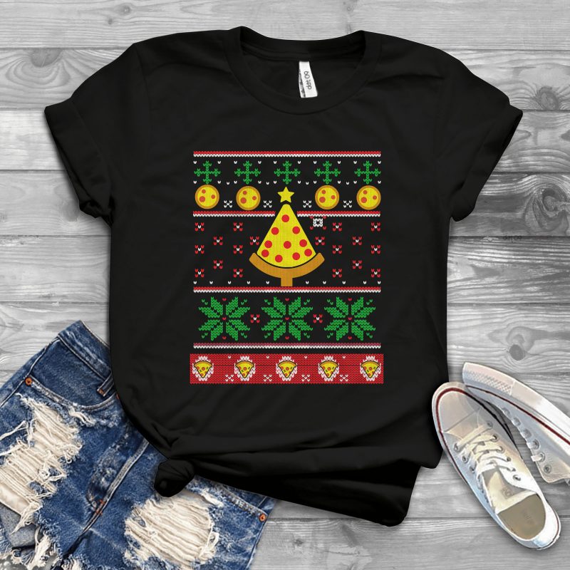 Pizza Ugly Sweater t shirt designs for printify