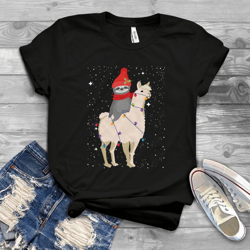 Sloth Llama Christmas buy t shirt design