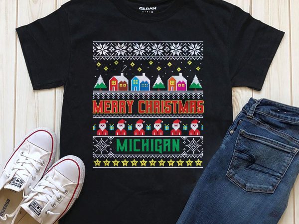 Merry christmas michigan t-shirt png for download png psd files