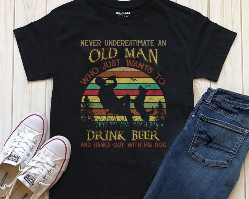 Drink beer and hangs out with his dog vector shirt designs