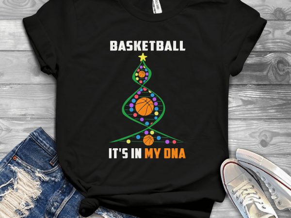 Basketball christmas tree t shirt design template