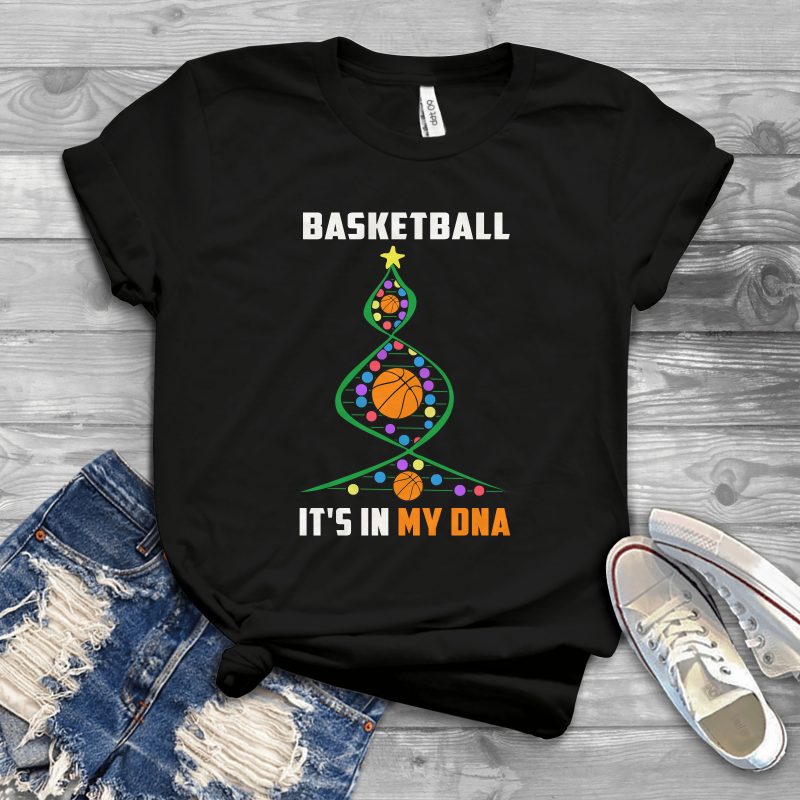 Basketball Christmas Tree tshirt design for sale
