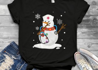 Snowman Nurse t shirt design template