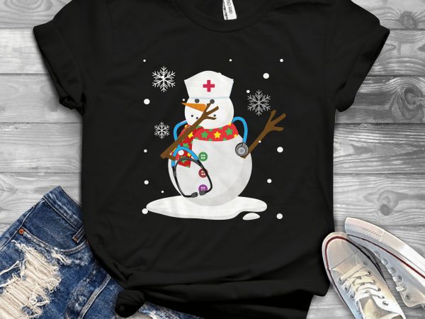 Snowman nurse t shirt design template