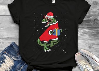 T-rex Christmas design for t shirt