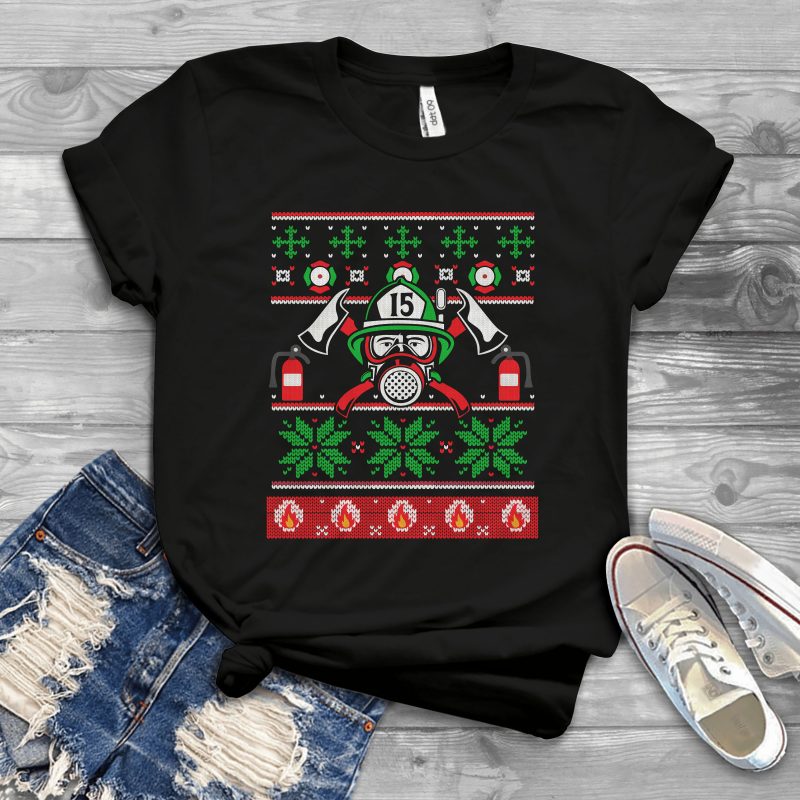 Ugly Sweater Firefighter t shirt designs for teespring