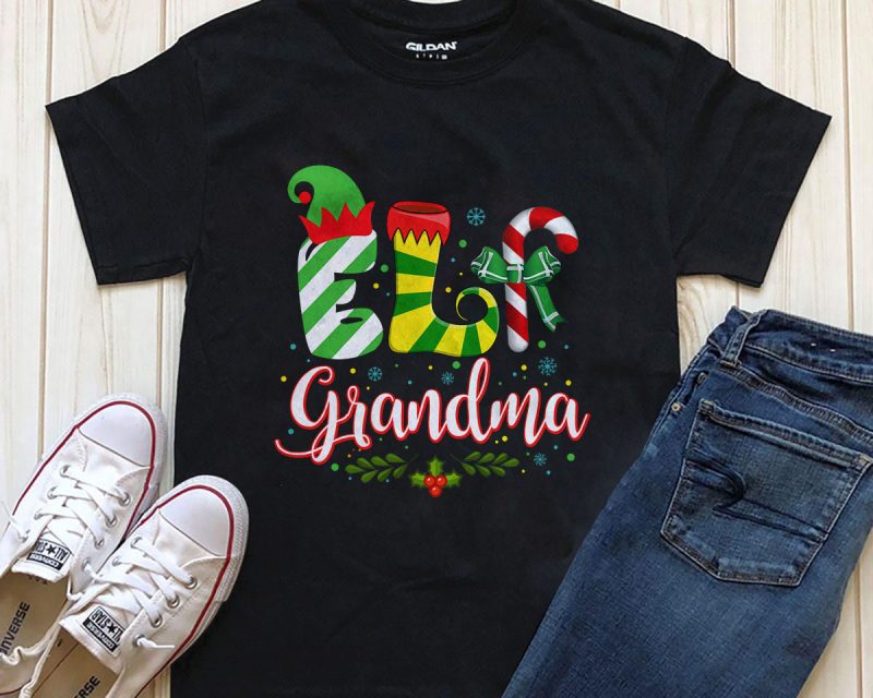 ELF grandma Png graphic t-shirt design vector shirt designs