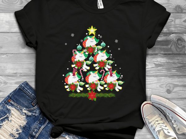 Unicorn Christmas Tree buy t shirt design for commercial use