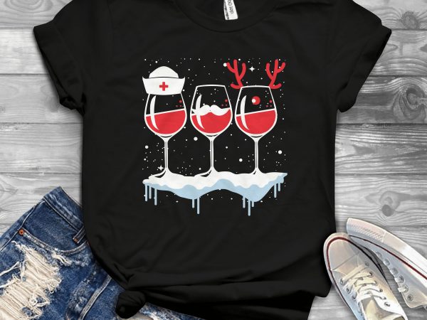 Wine nurse christmas shirt design png