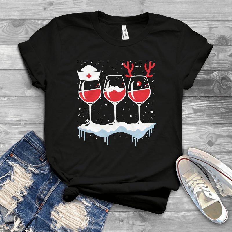 Wine Nurse Christmas t shirt design graphic