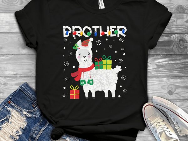 Brother llama christmas t shirt design for purchase