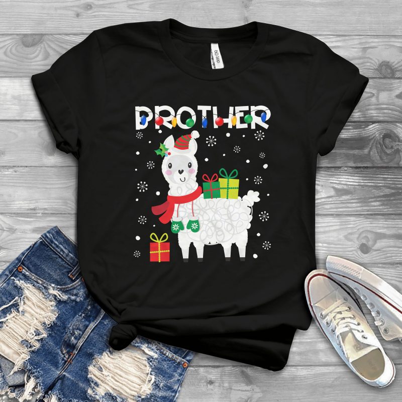 Brother Llama Christmas commercial use t shirt designs