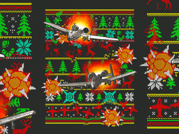 Aircraft ugly christmas sweater vector t-shirt design template