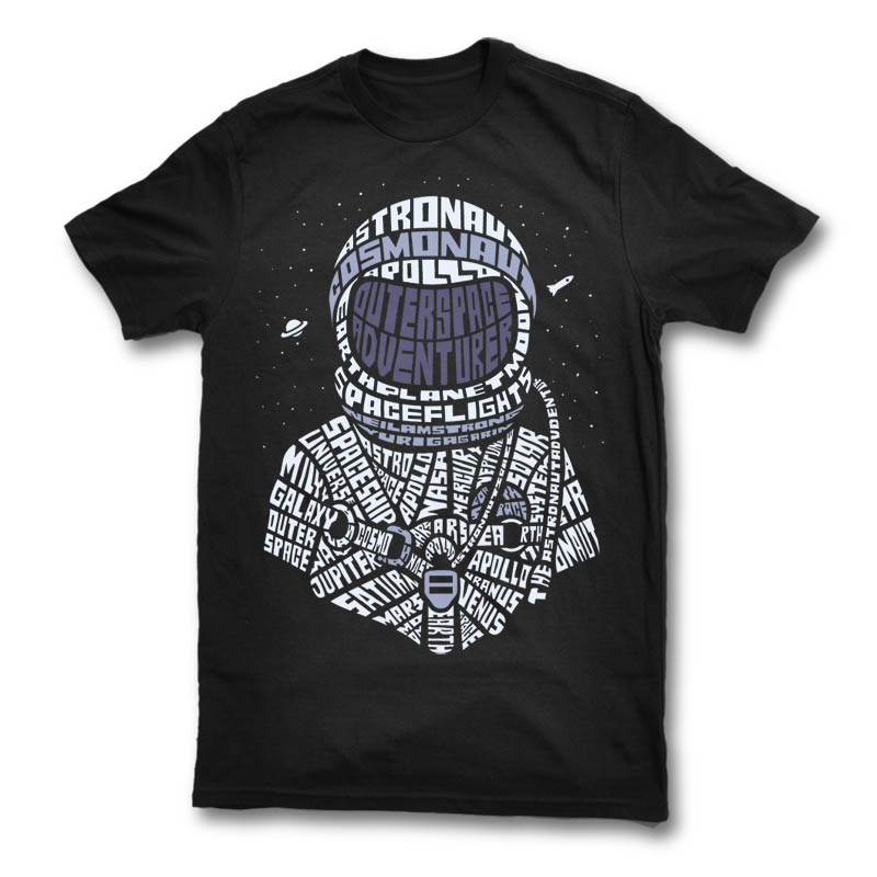 Astronaut design for t shirt print ready t shirt design