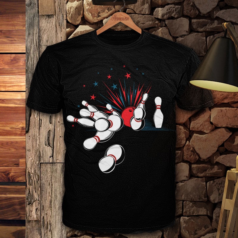 Bowling pins tshirt designs for merch by amazon