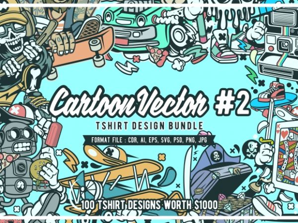 100 cartoon vector tshirt designs bundle #2