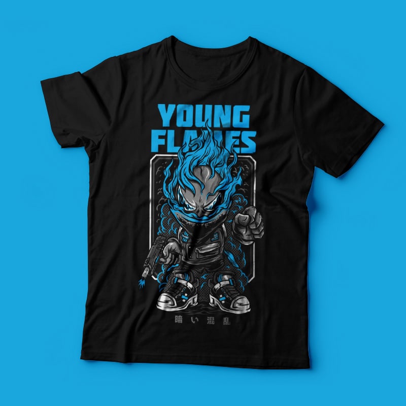 Young Flames T-Shirt Design Template tshirt factory