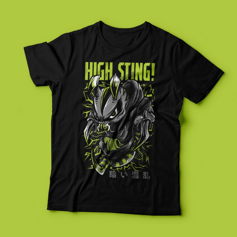 High Sting! T-Shirt Design Template vector shirt designs