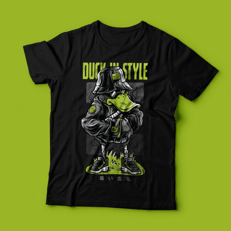 Duck in Style T-Shirt Design Template tshirt factory