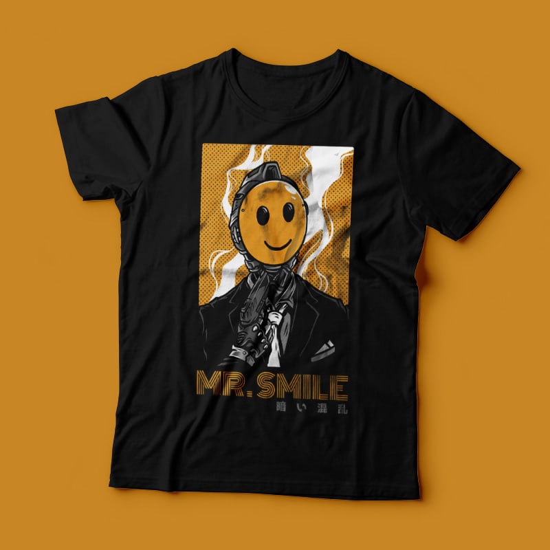 Mr. Smile T-Shirt Design Template tshirt factory