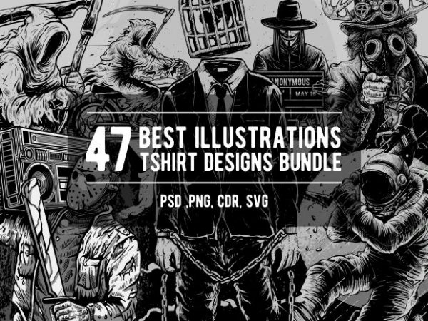 47 best illusrations tshirt designs bundle