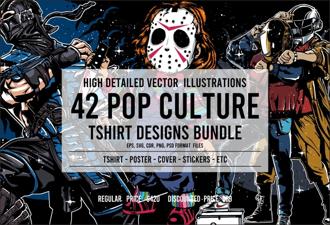 42 Pop Culture Tshirt Design Bundle