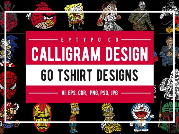 60 Calligram Tshirt Designs Bundle 60 Calligram Tshirt Designs Bundle