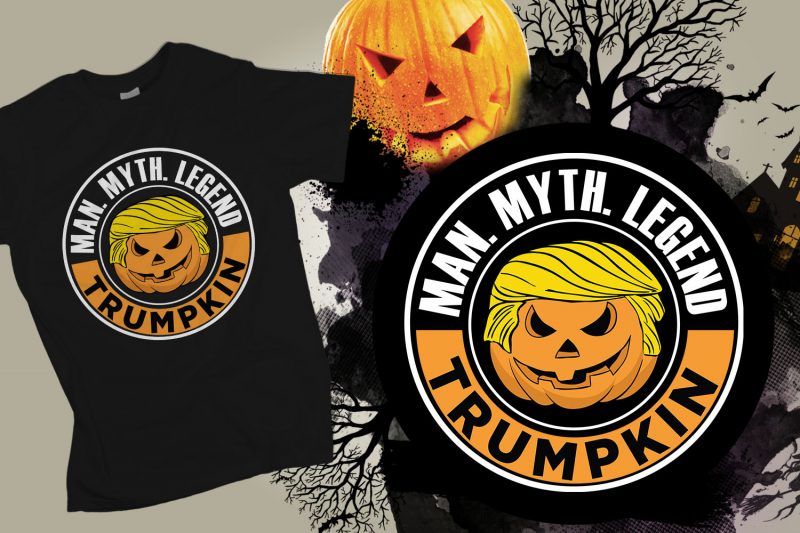 Trumpkin Man Myth Legend Halloween T-shirt Design commercial use t shirt designs