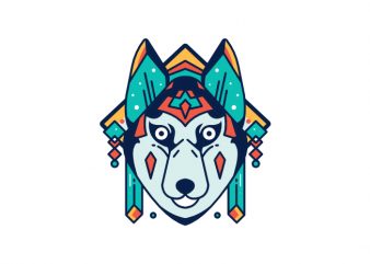 Dog Dog pup puppy husky doggy hound abstract geometric geometrical color colorful vector t shirt design