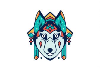 Dog dog pup puppy husky doggy hound abstract geometric geometrical color colorful vector t shirt design