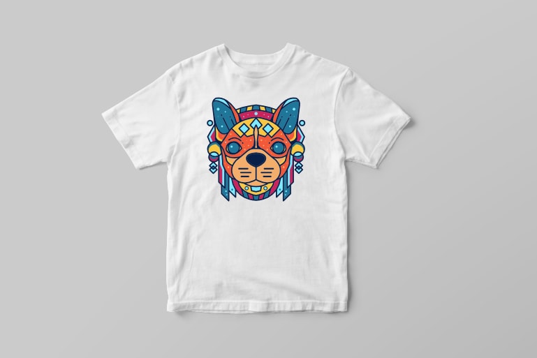 Dog Dog pup puppy chihuahua doggy hound abstract geometric geometrical color colorful vector t shirt design t shirt designs for sale