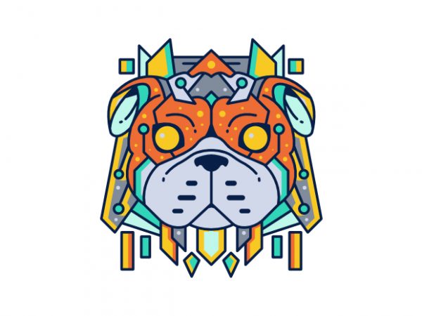 Dog dog pup puppy bulldog doggy hound abstract geometric geometrical color colorful vector t shirt design