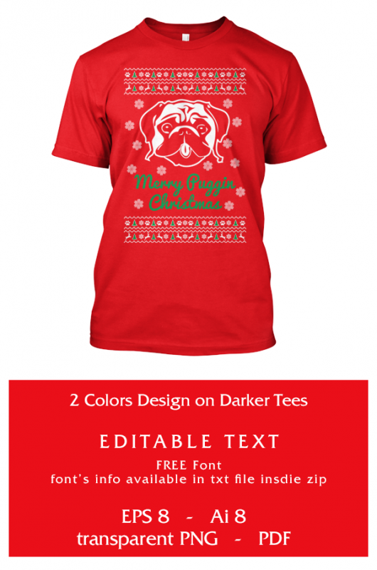 Merry Puggin Christmas buy t shirt designs artwork