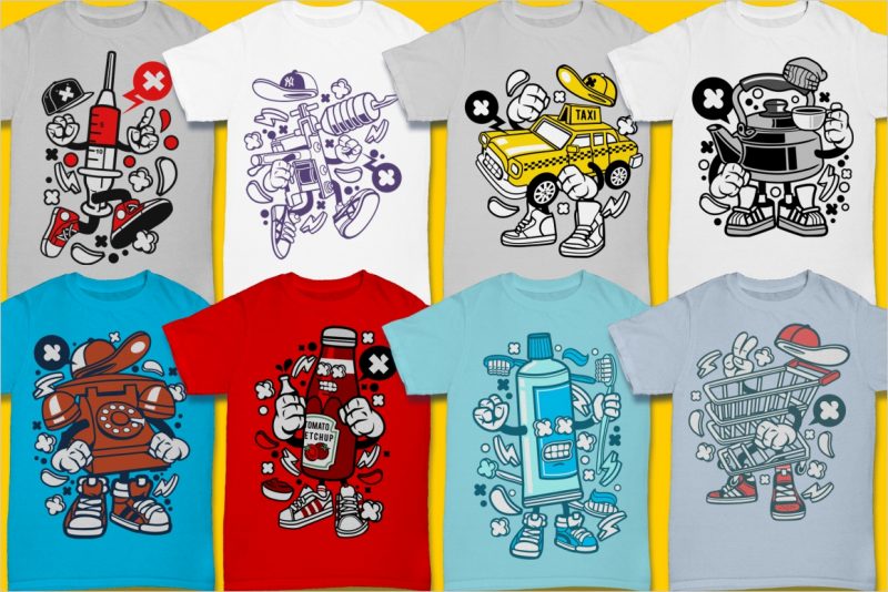 100 cartoon vector tshirt designs bundle #3
