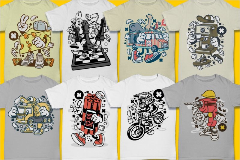 100 cartoon vector tshirt designs bundle #3