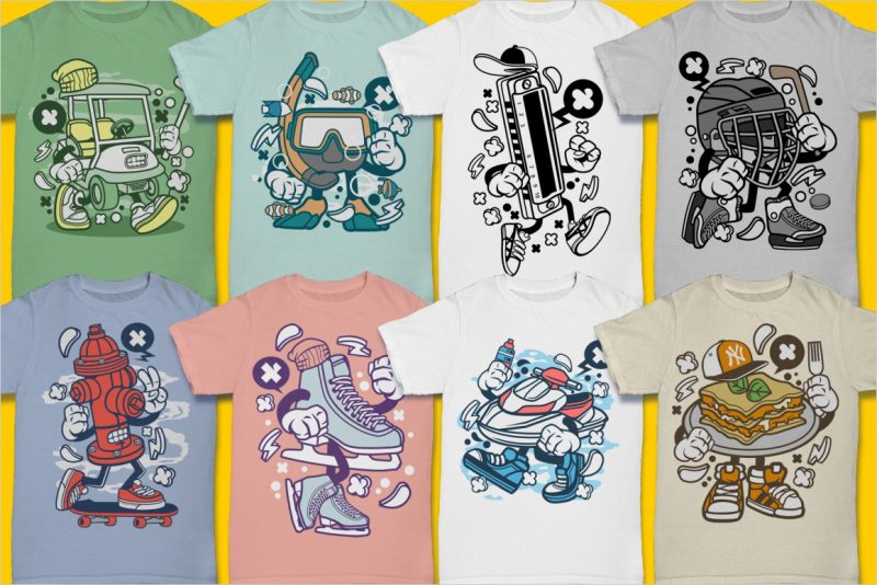 100 cartoon vector tshirt designs bundle #3