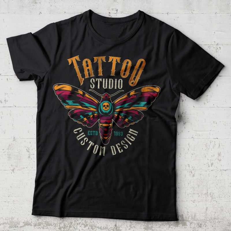 Tattoo studio custom design. Editable vector t-shirt design. buy t shirt design