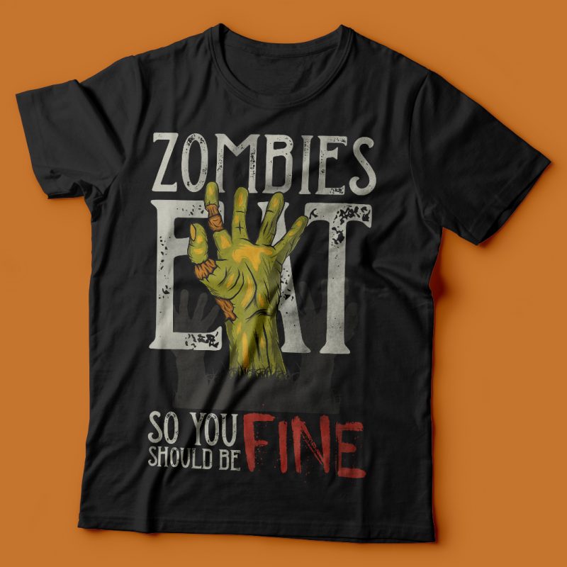 Zombies eat vector t-shirt design t shirt designs for print on demand