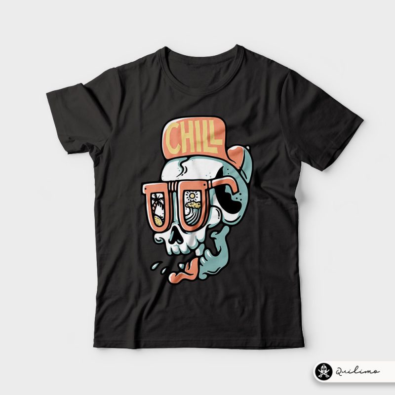 Chill Skull t shirt design graphic