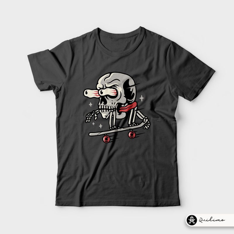 Skull Skateboarding t shirt design graphic