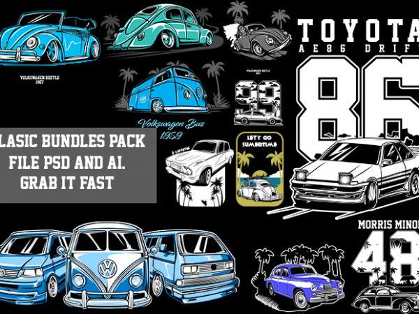 Classic car t-shirt designs bundle