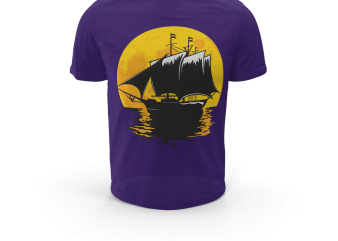 SAILING BOAT IN THE MOONLIGHT tshirt design for sale