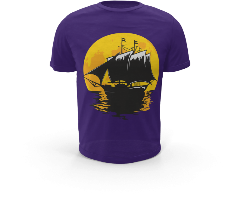 t shirt design graphic . BARCA A VELA AL CHIARO DI LUNA