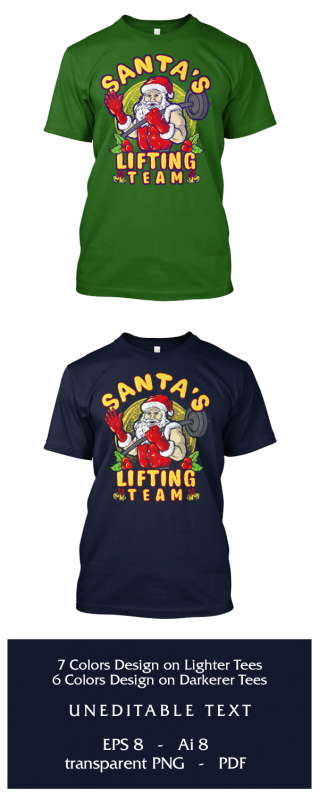 Santa’s Lifting Team vector t shirt design