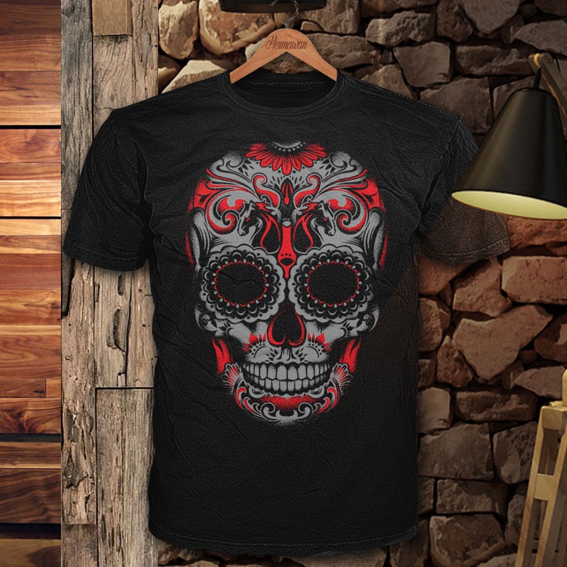 Sugar skull t shirt designs for sale